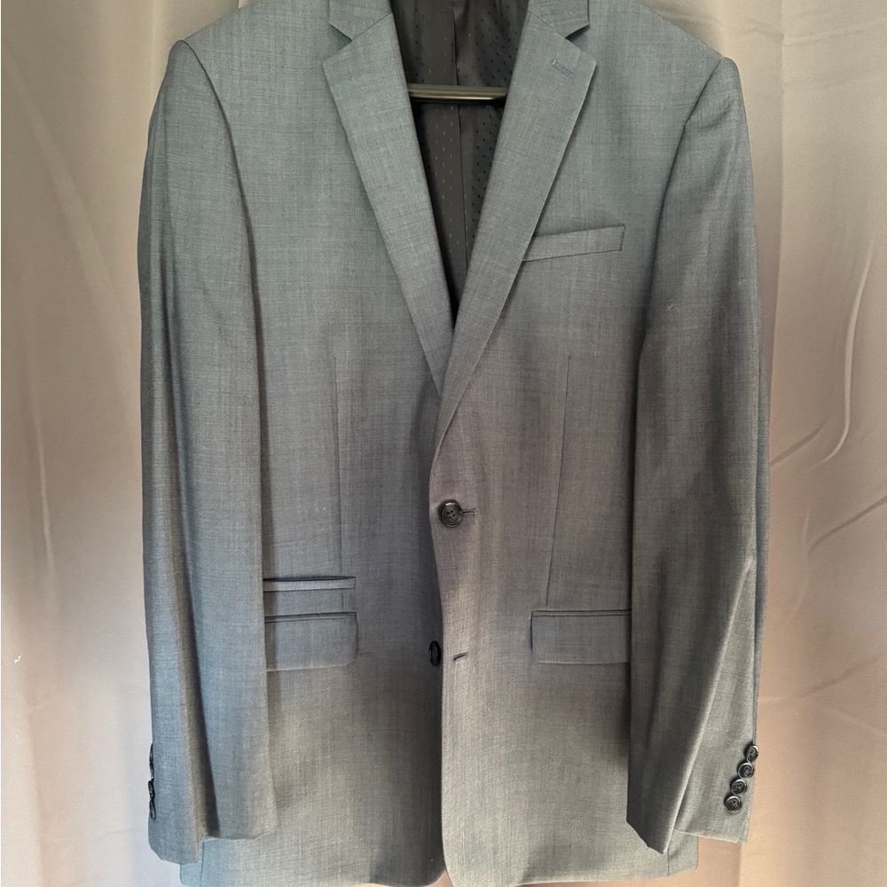 Express Gray/blue Sport Coat with Notched Lapel and Structured Shoulders